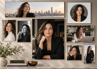 Portrait professionnel et déclinaisons de branding créés avec Worldsynch Photo Lab